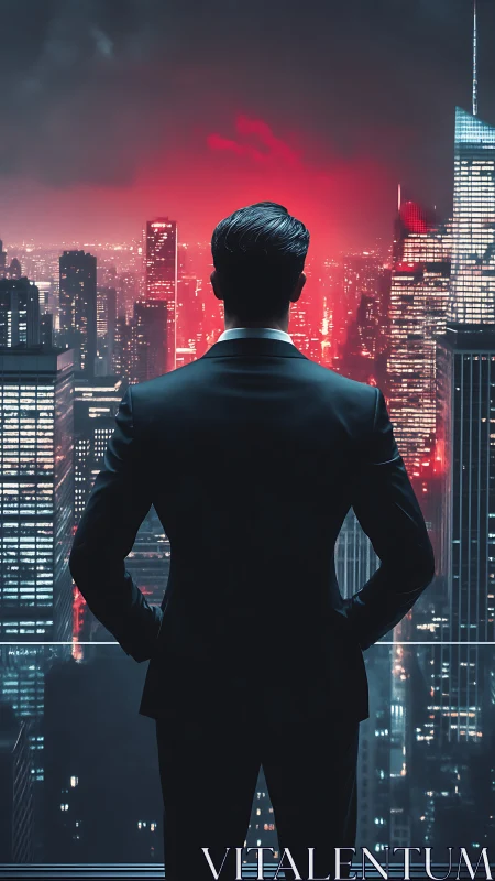 Executive Vision Over Neon Metropolis Skyline.