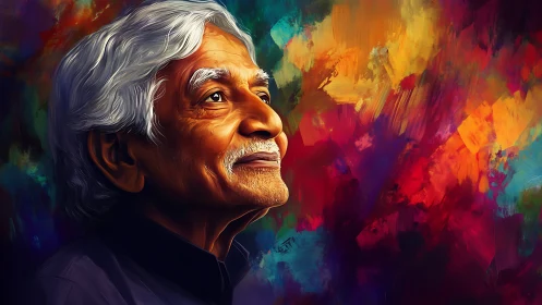 Gentle gaze toward tomorrow in a swirl of living color.