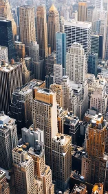 Dense central business district high-rise urban skyline view.