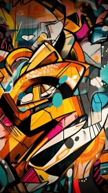 Dynamic geometric graffiti mural abstracts urban motion