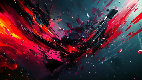 Crimson energy burst in dynamic digital abstract painting.