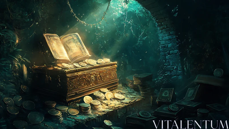 Spellbound treasure chest hums softly beneath emerald light