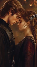 Historical Romance Portrait: Intimate Period Embrace.