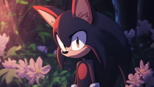 Anthropomorphic hedgehog portrait in soft backlit forest clearing