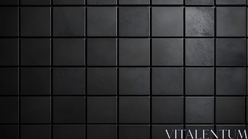 Matte black ceramic tile grid reveals subtle surface patina