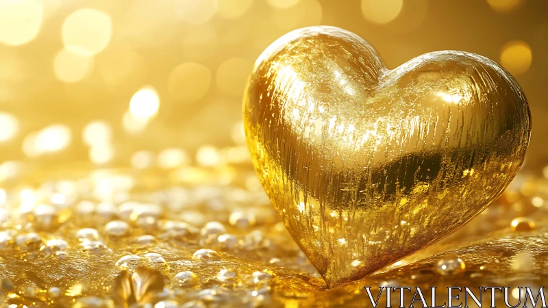 Luminous Gold Heart: Bokeh Composite with Metallic Texture.
