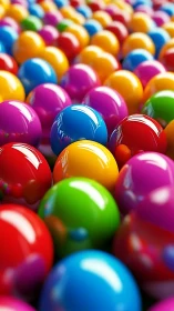 High-gloss multicolored gumballs in shallow depth-of-field array