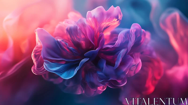 Abstract digital bloom with layered iridescent petals.