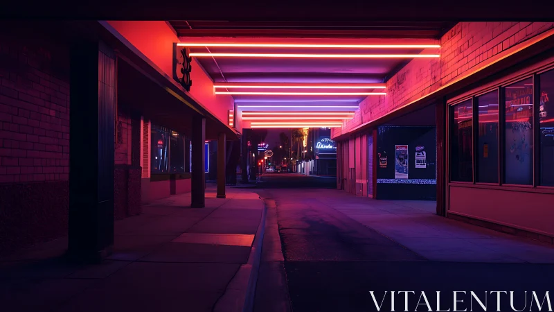 Neon-soaked night corridor glowing with quiet city magic.