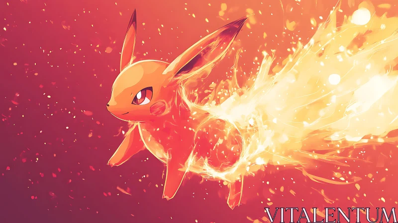 Fire-themed stylized creature in dynamic side profile view.