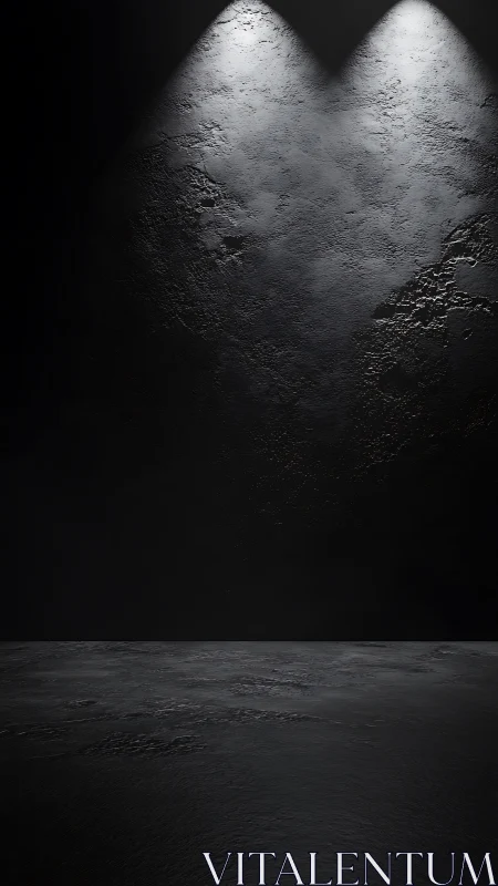 Twin spotlights haunt a moody concrete stage of shadowed night.