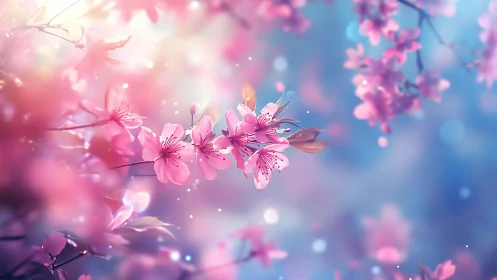 Bokeh-Softened Cherry Blossom Clusters with Luminous Depth Field.