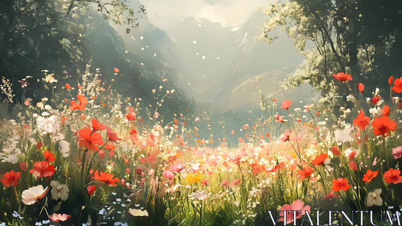 Sunlit wildflower valley where gentle daydreams linger.