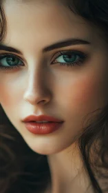 High-resolution portrait shows hyper-detailed blue eyes and skin