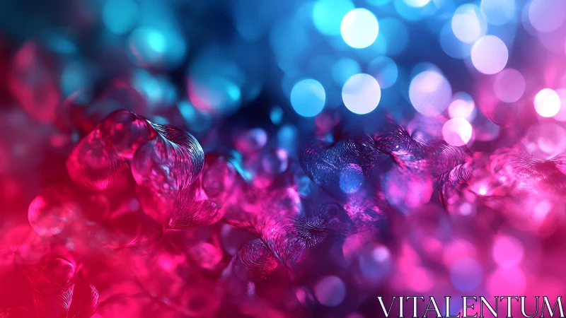 Vibrant Abstract Bokeh Lights in Pink and Blue Tones, Digital Art.