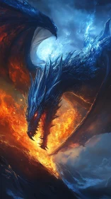 Frost-scaled dragon carves a blazing rift through frozen sky