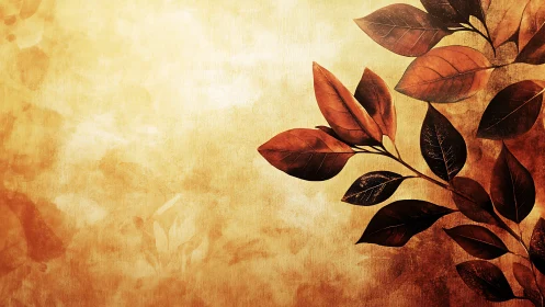 Warm autumn leaves curl across a textured golden canvas