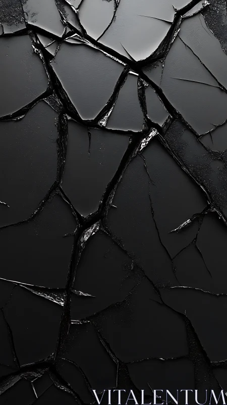 Midnight fractures in glossy onyx, quietly coming undone.