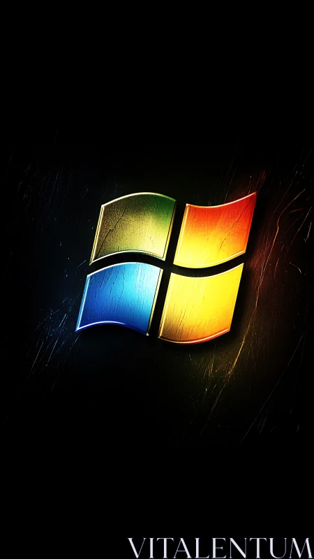 Neon-lit quad window logo glowing in cosmic darkness.