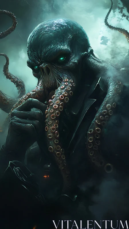 Eldritch sea overlord rises through swirling abyssal mist.