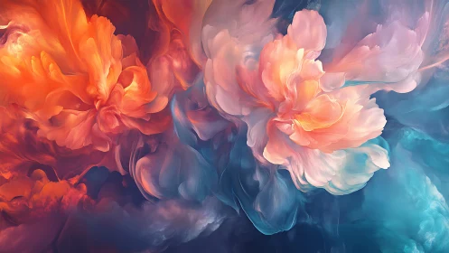 Abstract floral nebula rendered in luminous digital painting