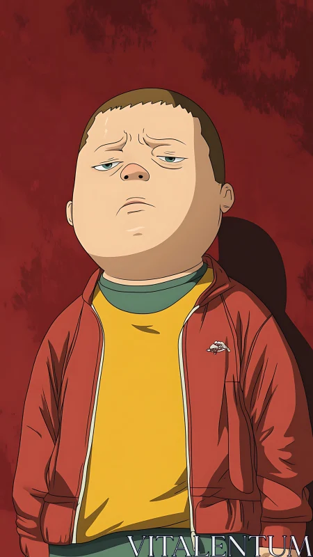 Stoic kid in a red jacket sharing quiet, stubborn courage.