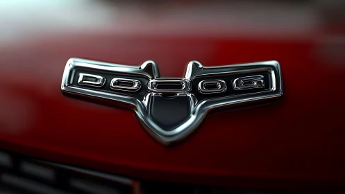 Chromed car badge shows stylized DOOG logotype on red hood
