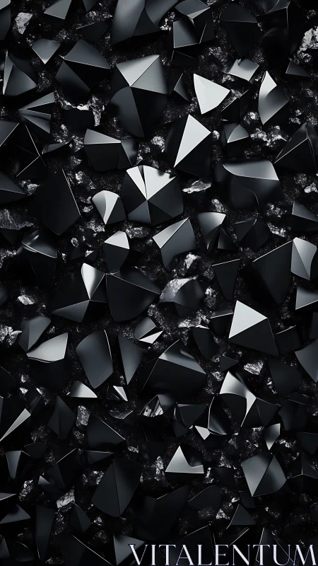 Faceted black crystal shards create a dense geometric surface