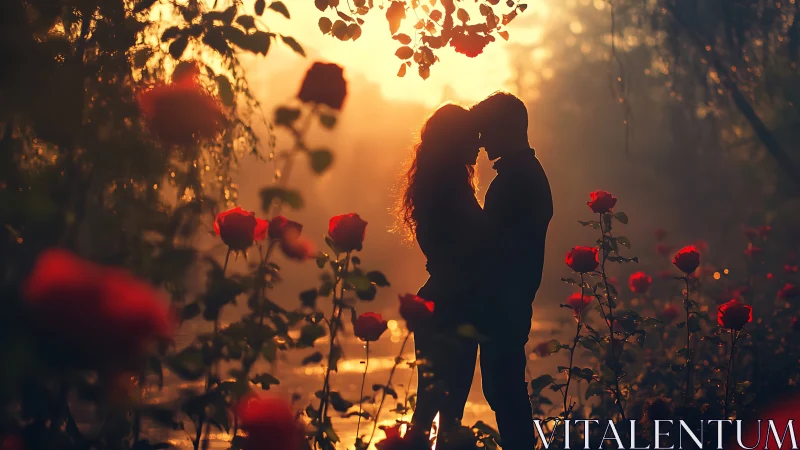 Golden Hour Romance Among the Roses.