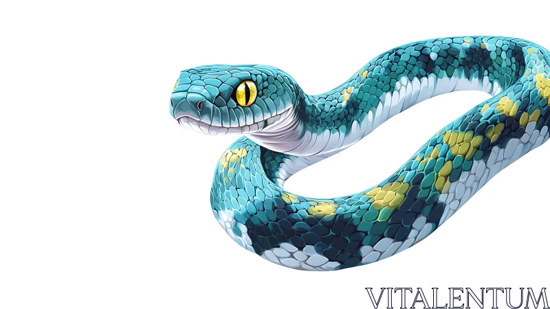 Digital rendering depicts coiled blue snake with scaled pattern