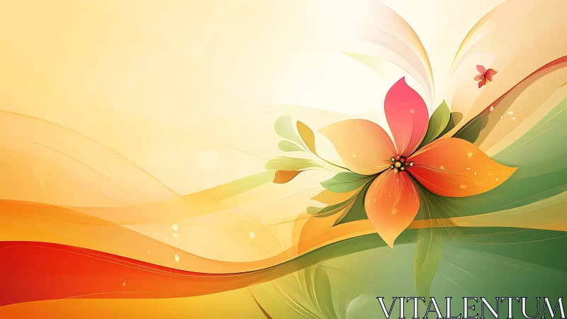 Vibrant Floral Design Against Flowing Gradient Waves.