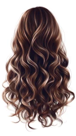 Lush brunette curls fall softly in a glossy, flowing cascade