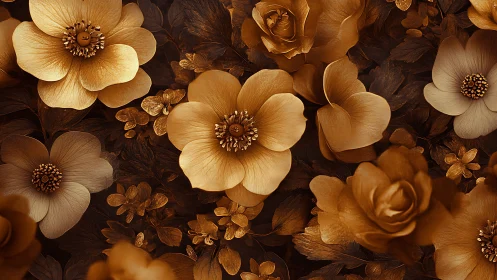 Golden Blooms in Autumn Tones Arranged in Luxurious Floral Composition