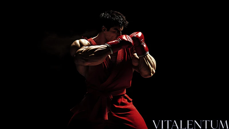 Crimson Warrior Strikes with Thundering Purpose