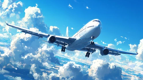 Skyborne daydream jet carving bright paths through clouds.