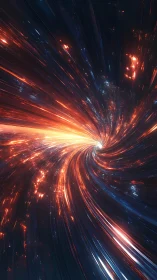 Digital painting of a luminous interstellar vortex corridor.