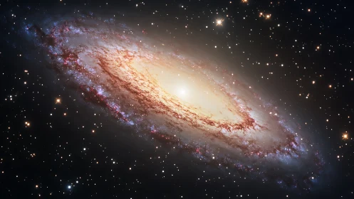 Starlit spiral galaxy glows softly in a quiet cosmic sea