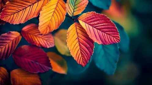 Autumn leaves glow in vivid orange, red, and gold hues.