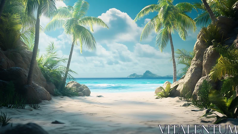 Paradise Framed: Tropical Shore Sanctuary Beckons Beyond.