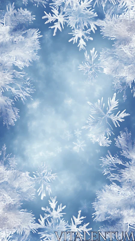 Snowflake border surrounds central blue gradient field