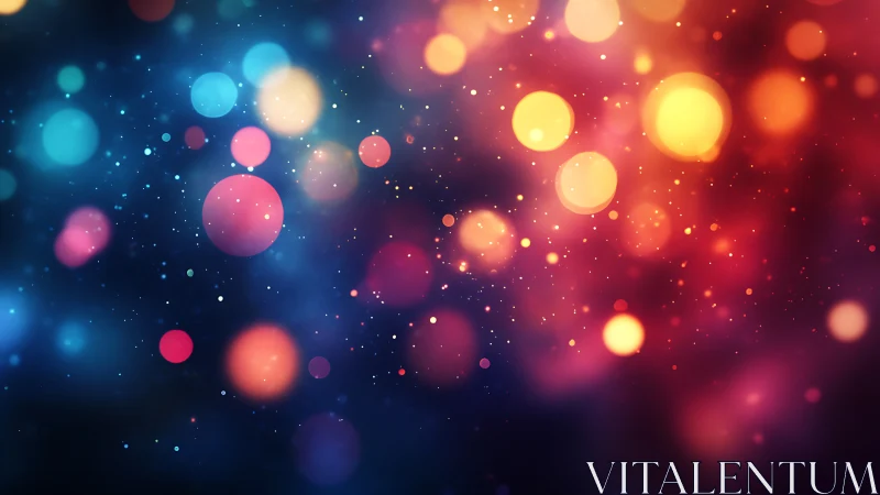 Colorful bokeh orbs glow across deep cosmic gradient