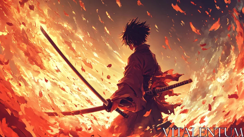 Sword-wreathed wanderer conducts a blazing storm of embers