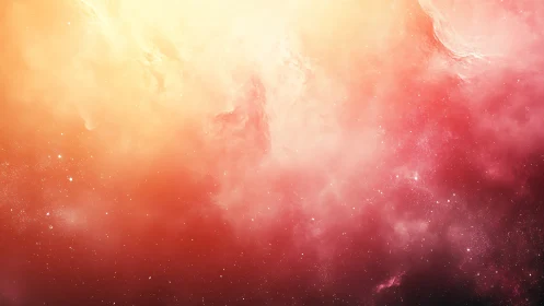 Radiant red nebula cloud glows across deep star field