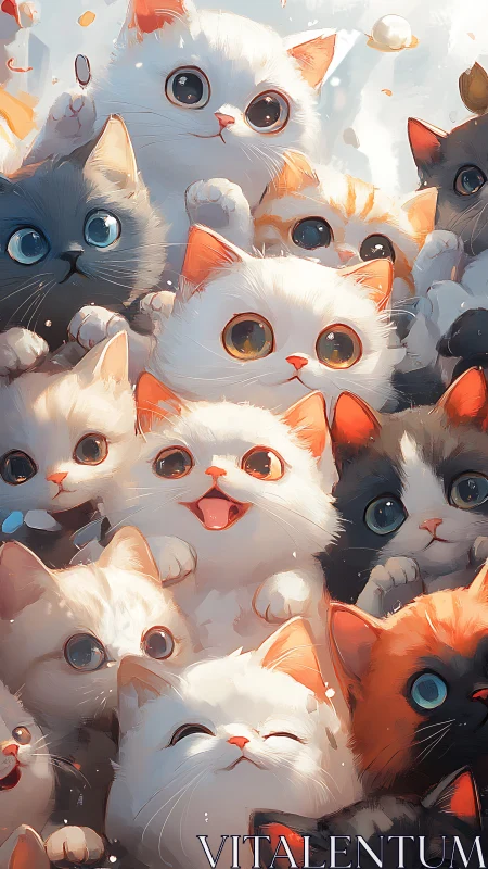 Adorable Fluffy Cats With Expressive Eyes and Orange Accents.