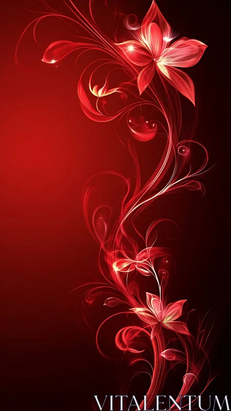 Luminous Crimson Vine Blooming with Radiant Fire Petals.
