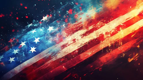 Dynamic abstraction of American flag with diagonal motion blur