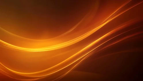 Glowing Abstract Orange Light Waves on Dark Background.