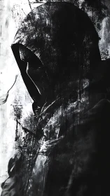 Hooded cyber-figure in high-contrast monochrome profile study.