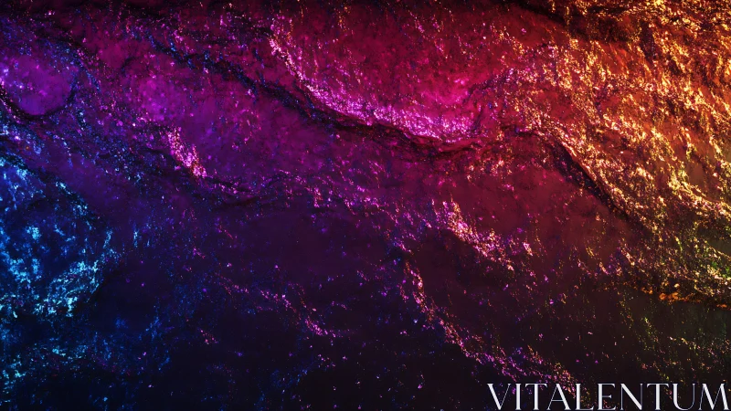 Iridescent abstract wave gradient in neon spectrum light.