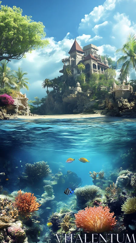 Submerged Castle: Tropical Island Architecture and Coral Reef Ecosystems